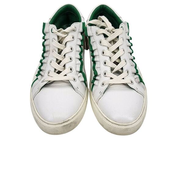 Tory Burch Womens White & Green Leather Sneakers W/ Ruffle Detail Size 7.5 - Picture 6 of 6